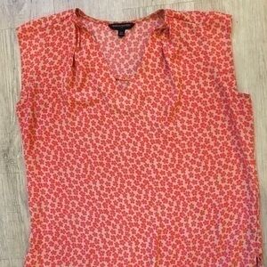 Banana Republic XS Cap Sleeve Blouse Orange and Tan Floral NWOT